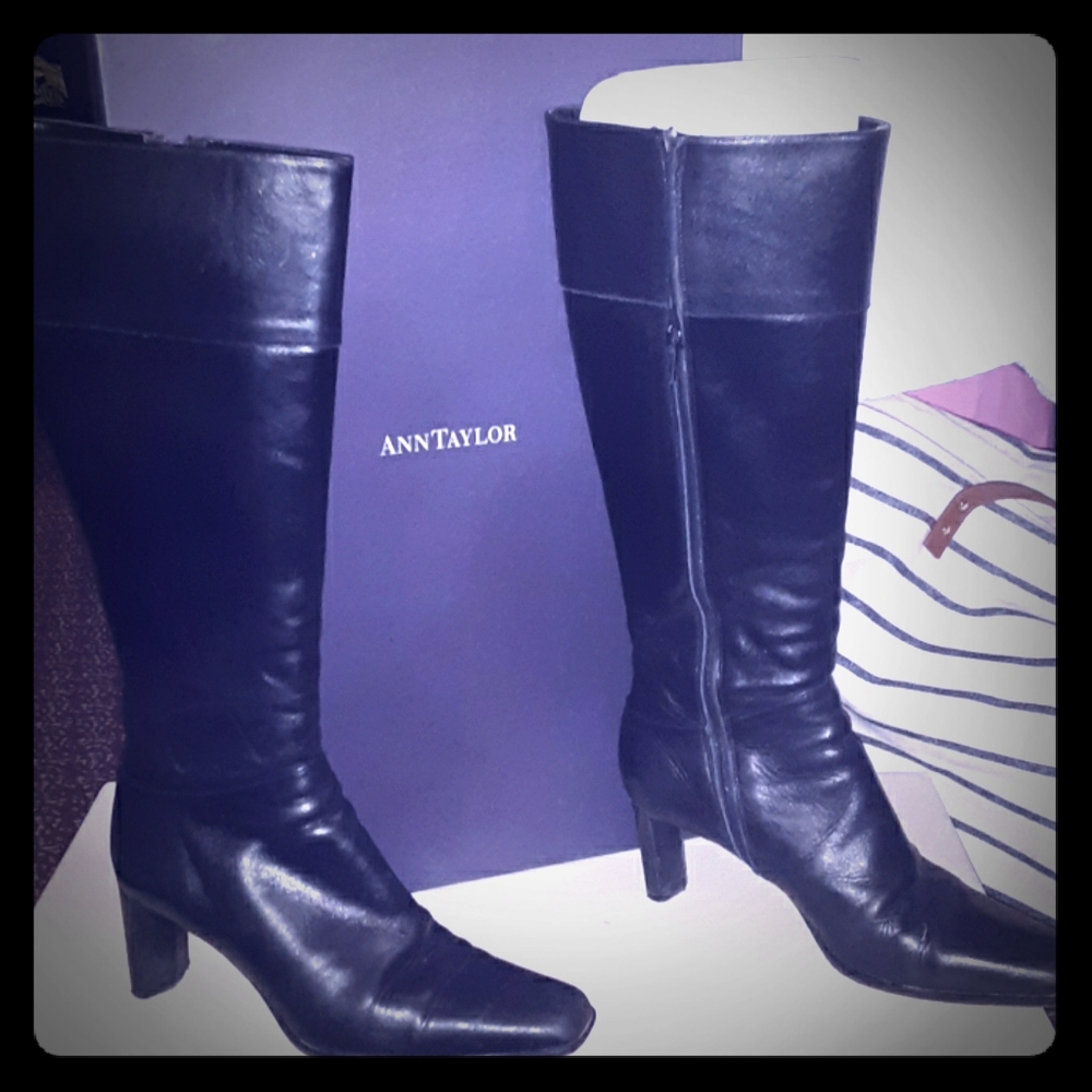 Ann Taylor 6M Calf Boots Black Leather